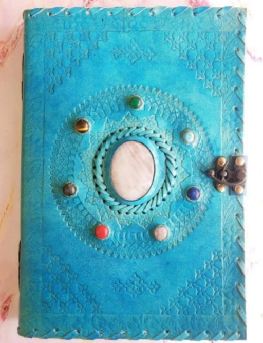 Wholesale price high quality Leather Journals with Stones leather diary durable handmade personalized  journals  with lock