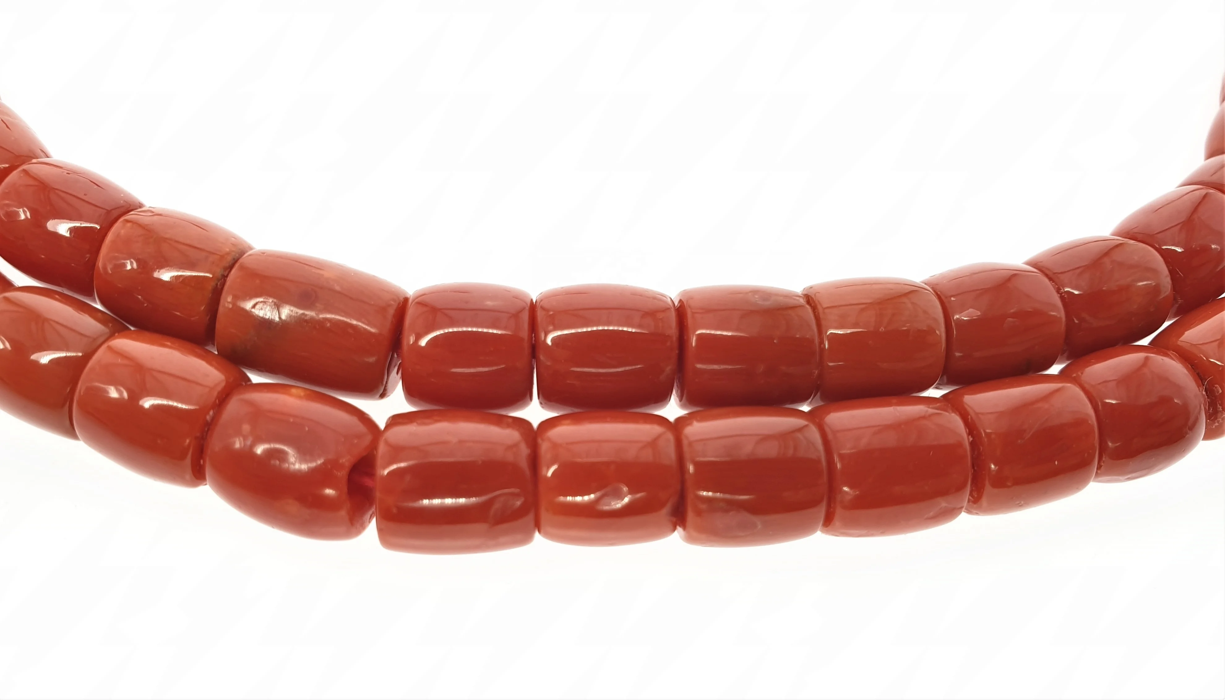 RED CORAL DRUM BEADS 8 MM STRANDS