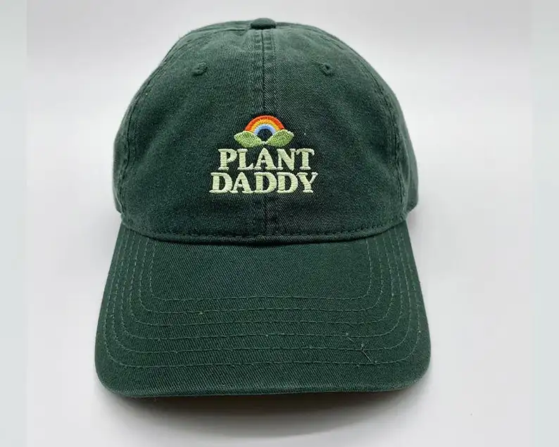 Plant Daddy 100% Cotton 6 Panels Unstructured Dad Hat Custom Embroidered Logo Brushed Sport Baseball Hats Adjustable Size Unisex