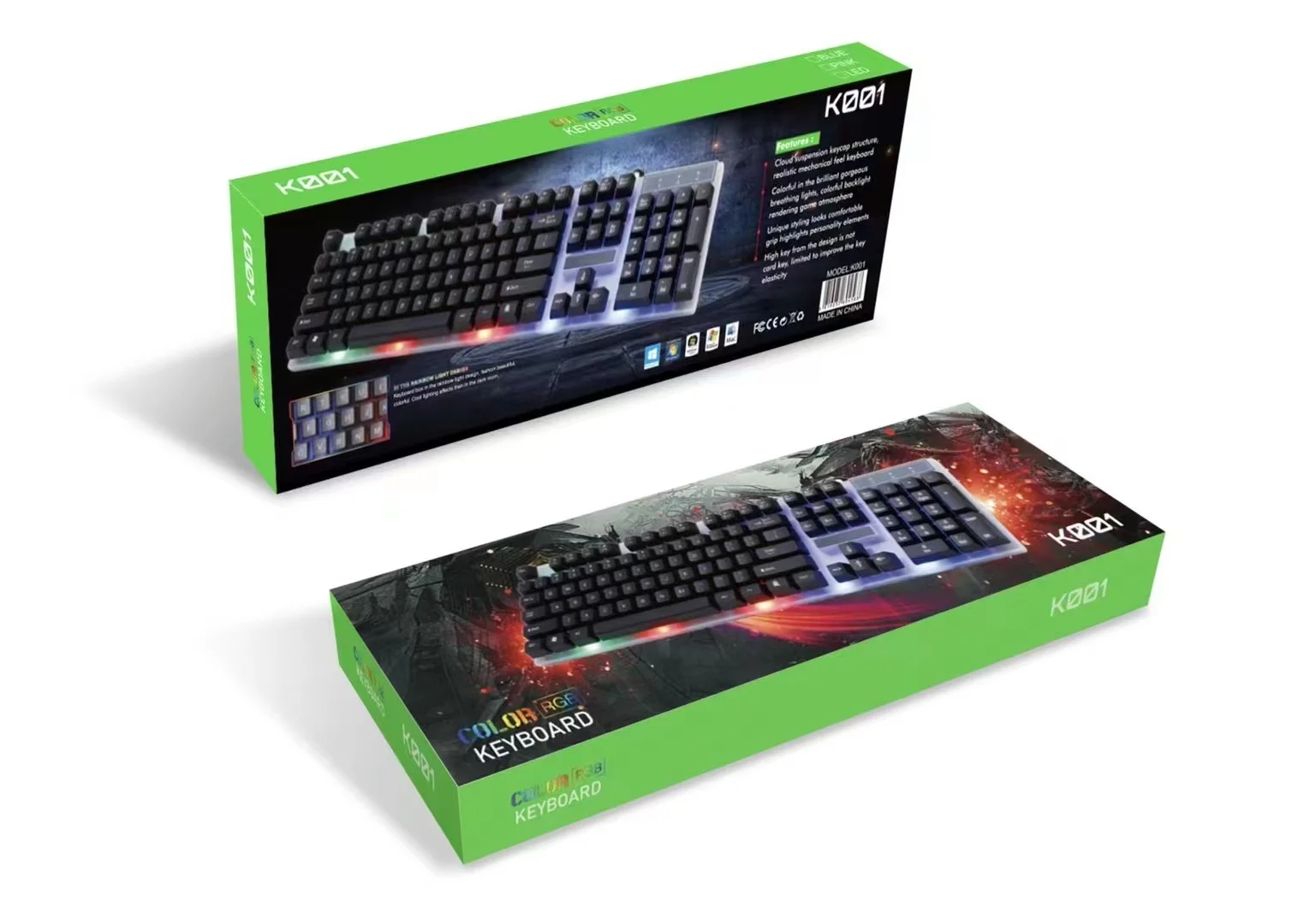 Iron plate cover gaming clavier rainbow light suspension keycap keyboard card slot for mobile phone