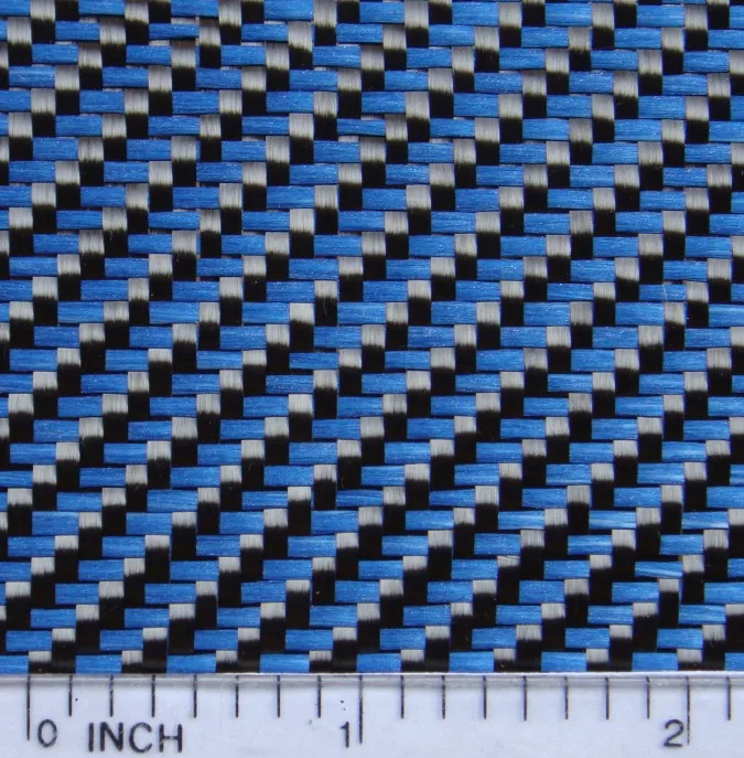 blue glass fiber  Carbon fiber hybrid  fabric