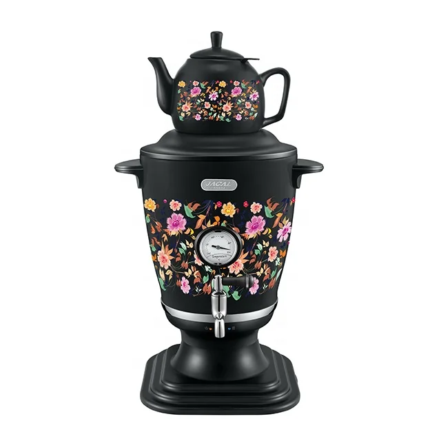 Electric Russian Tea Maker Samovar with decal and temperature display
