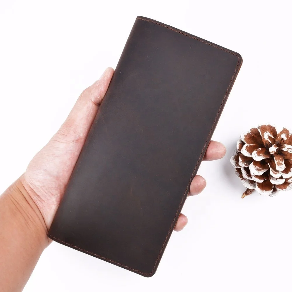 Leather Long Wallets Genuine Leather Bi fold Men Wallet Vintage Purse  WML-0004