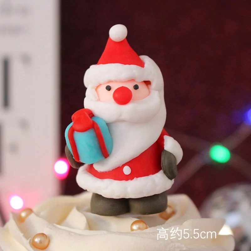 Santa Decor Tools Supplies Toys Action Figure Elk Snowman Tree Anime Polymer Clay Christmas Cake Topper