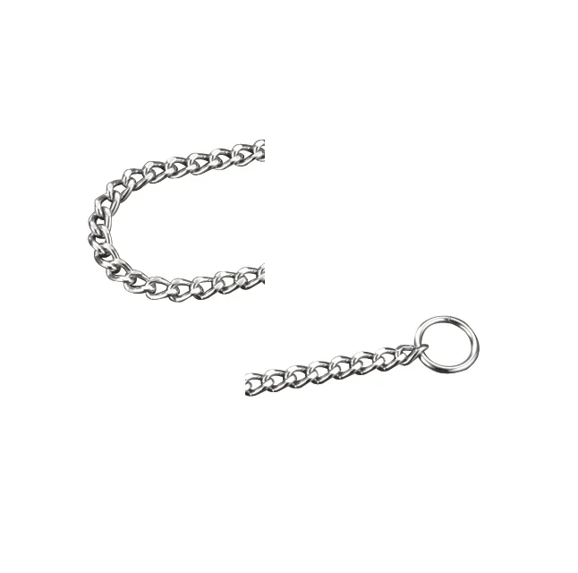 Durable Steel  Metal Welded Flat Link Dog Choke Chain Collar For Pet