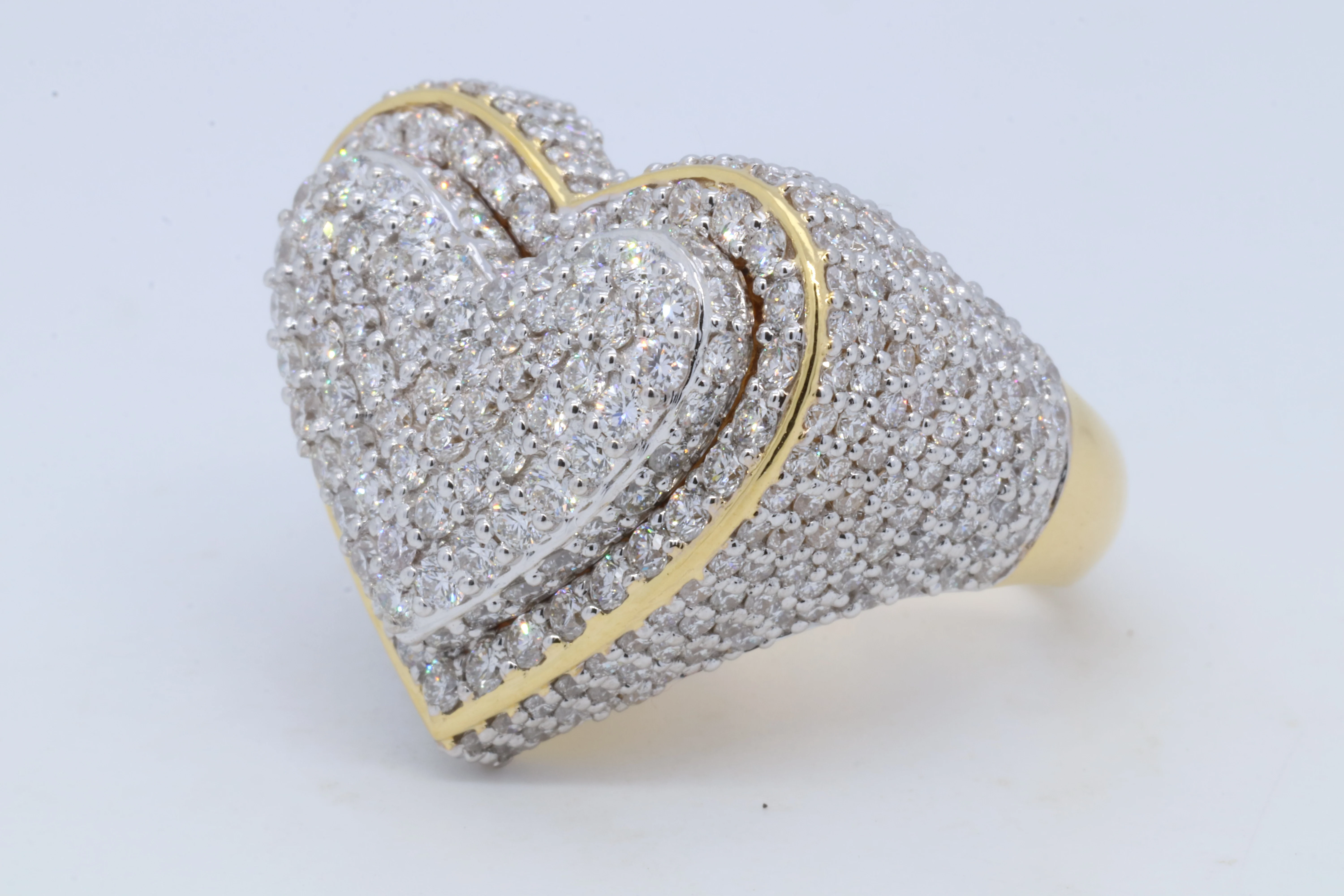 Big Diamond Ring IN 14K White Gold Luxury Fine Jewelry Real Diamond Wedding Engagement Ring Heart Shape Clsuter Diamond Ring