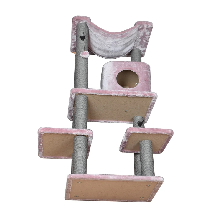 Cat tree big cat maine coon kitty cat scratching post with house and hammock