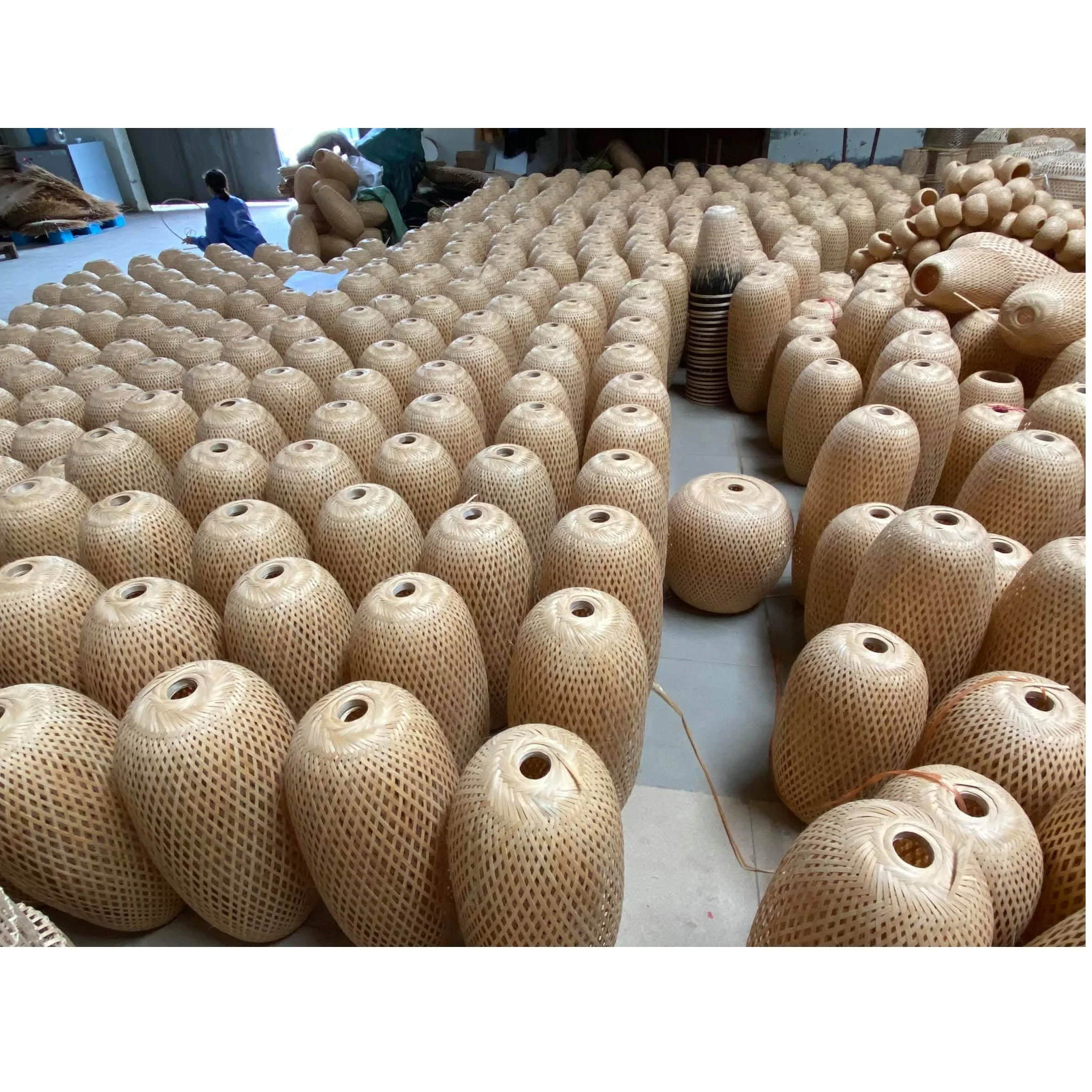 Vietnam Wooden Ceiling Hanging Pendant Light Double Layer Furniture Bamboo Handicraft Lamp For Home Decoration, Gift, Business