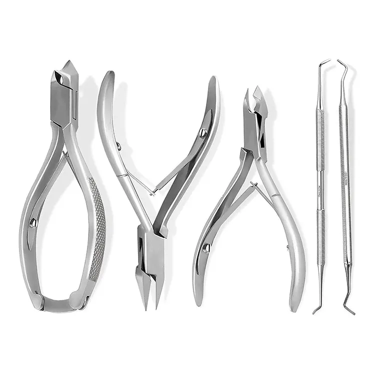 Podiatry Tool Kit 5 Piece Set with Concave Arrow and Flame Toenail Nippers Blacks File and Probe Eco-Friendly