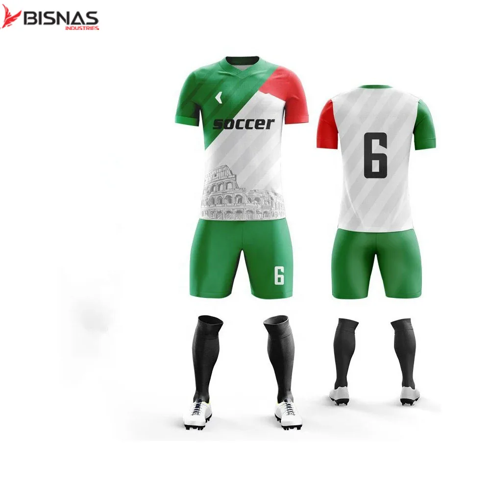 Factory High Quality Cheap Soccer Jersey 100% Polyester Club Soccer Uniform Sets Football Jersey Kit