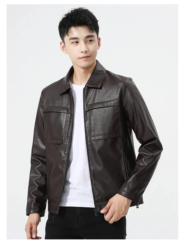 Новейший продукт на заказ зимняя кожаная куртка нового дизайна мужская повседневная Молодежная с лацканами мотоциклетная одежда