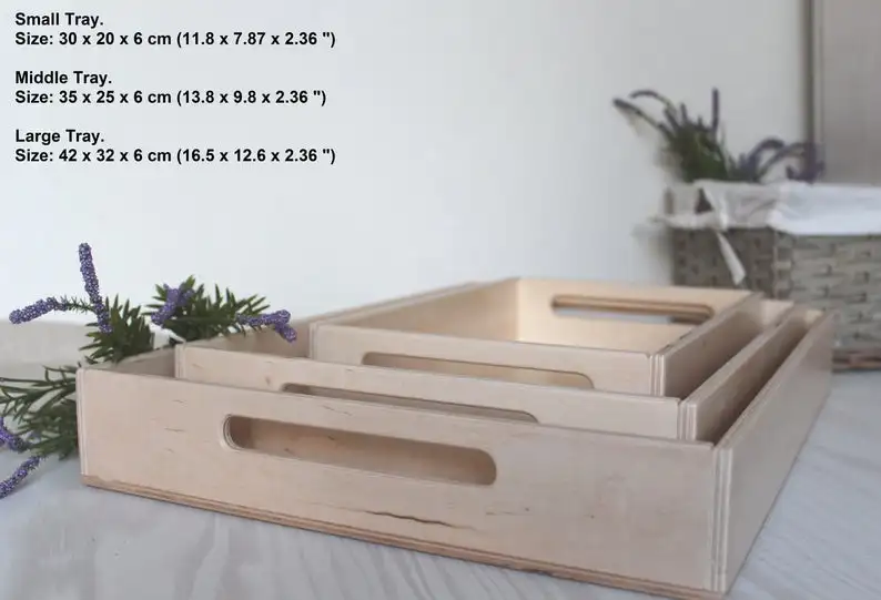 Modern Rectangular Wooden Serving Tray Custom Size Solid Style Home Kitchen Food Serving Kitchenware Made Leather Mother Pearl