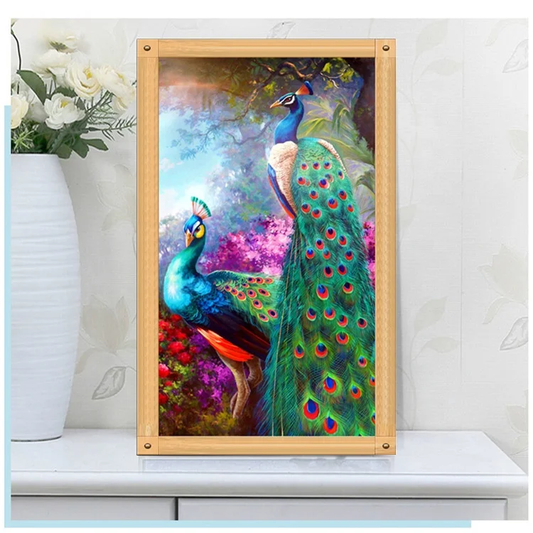 Full Drill 5d Diy Diamond Painting Peacock And Flower Rhinestones Diamond Embroidery Wall Paintings For Living Room