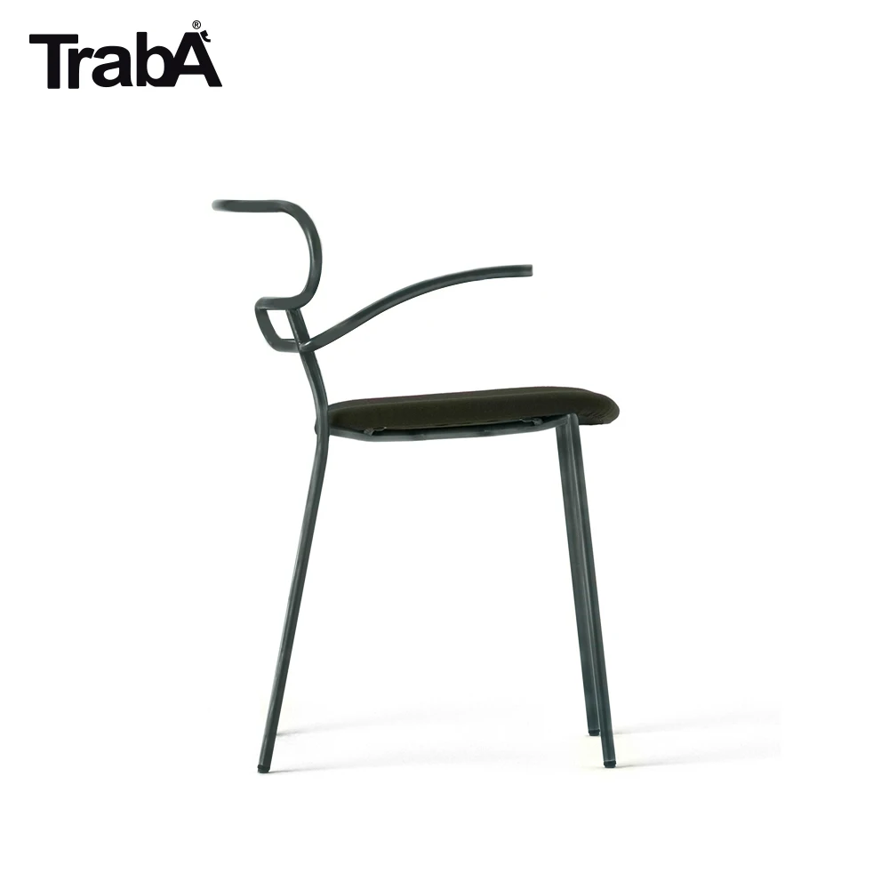 High Quality stackable Armchair metal frame padded seat