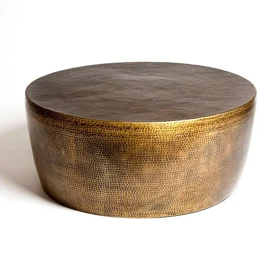Copper Finished Coffee Table Round Hammered Aluminium Metal Furniture Center Table Available In Wholesale Price For Bulk Orders