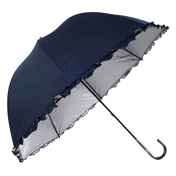 Sunny rain umbrella Cute dome-shaped  back side with silver coating hem with frills UV cut rate 99% UPF50 + | made to order