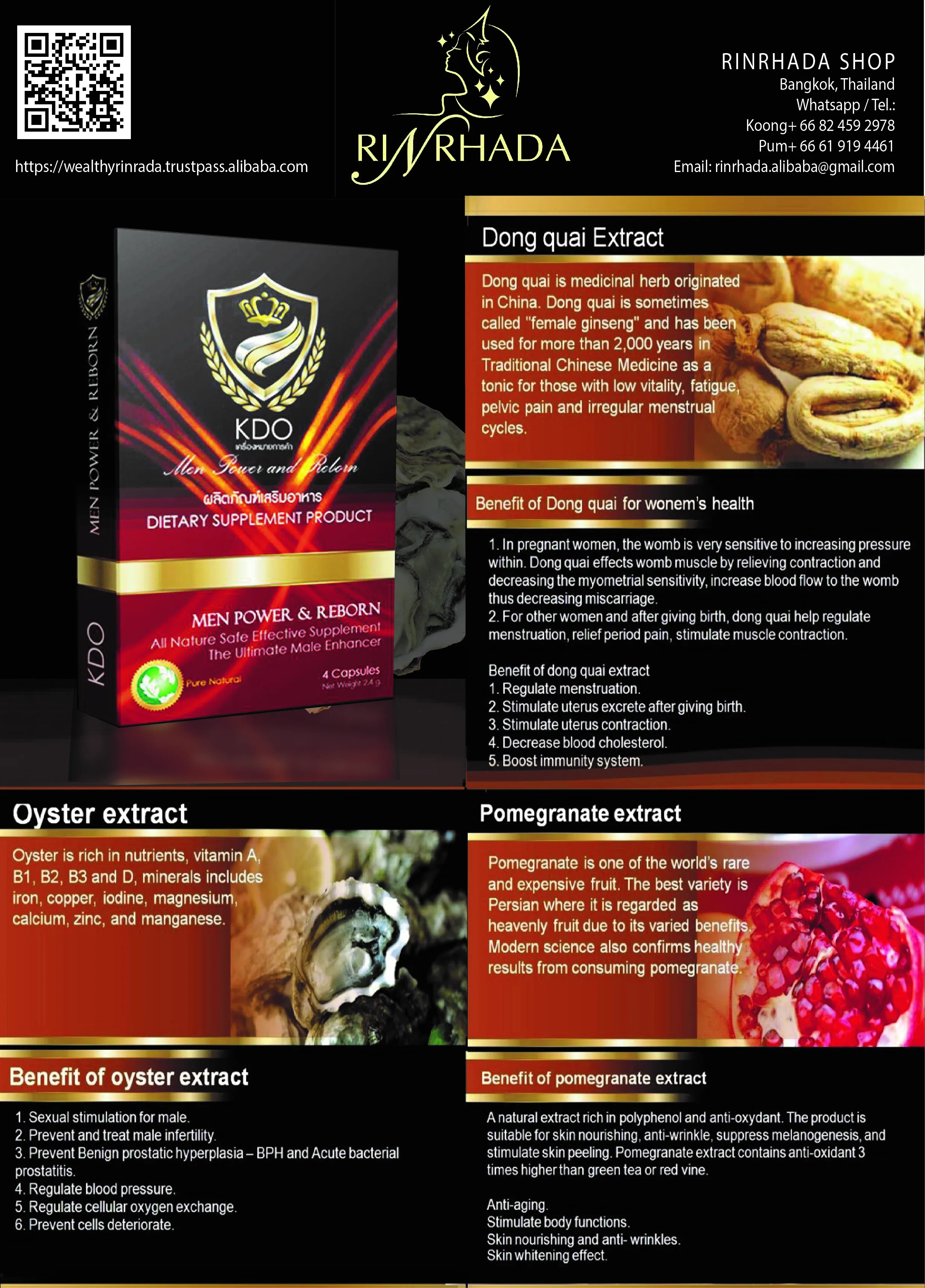 High Quality Product Herbal supplement KDO for Improve Men Power and Reborn in Capsules from Thailand