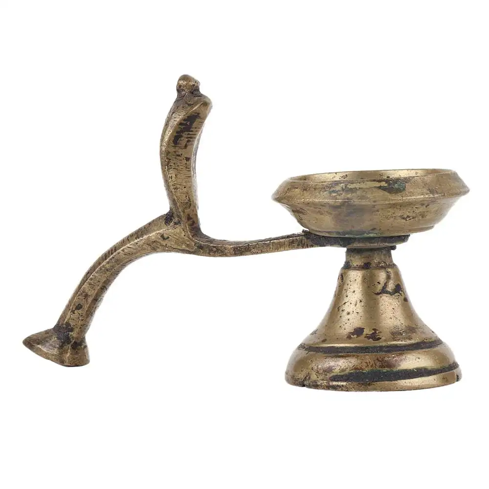 Handmade Golden Brass Diya With Cobra Head Oil Lamp Deepawali Decoration SNP-586