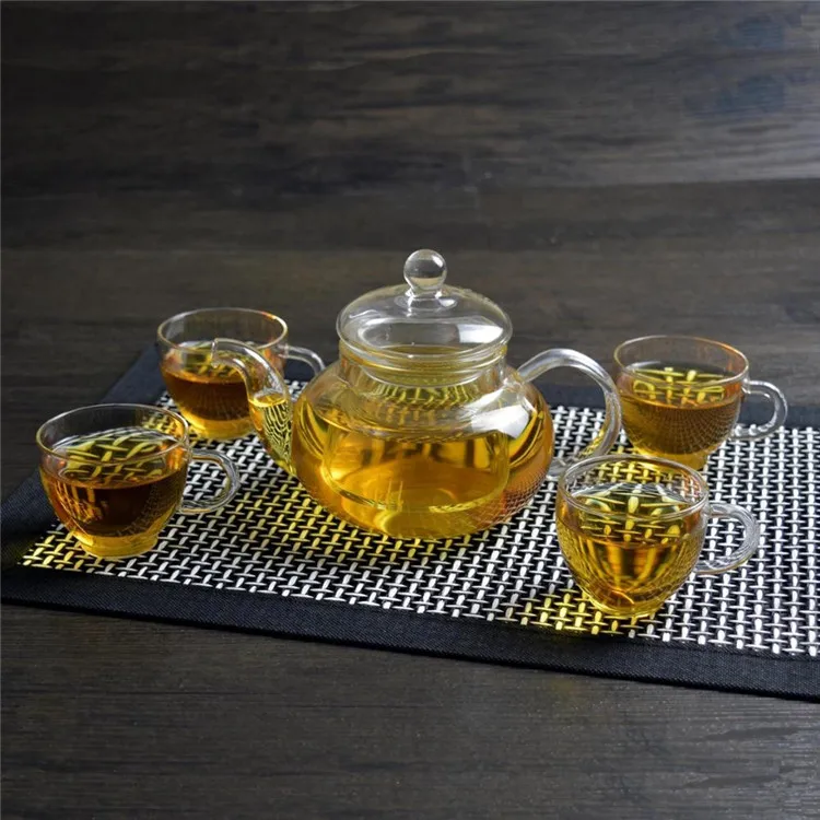 Handmade High Borosilicate 800ml Clear Glass Teapot Custom Tea Pot