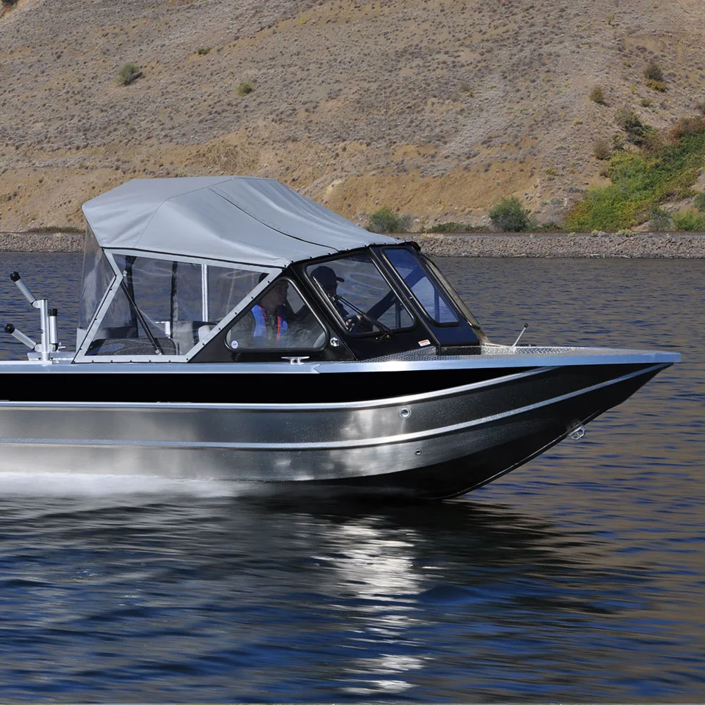 Soft Top All Weld  Aluminum Electric Sport  Fishing Boat with   forward mounted windshield