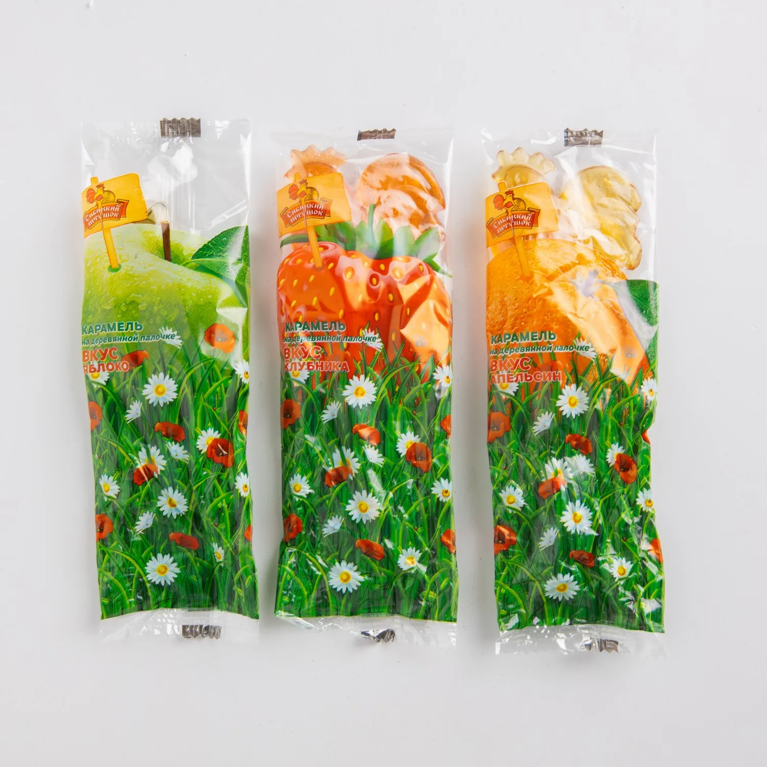 Карамельный леденец конфеты «Сибирский петушок» жесткие конфеты 24 гр., 20 шт. * 2 bl / Show-box набор вкусов (3 вкуса в ассортименте)