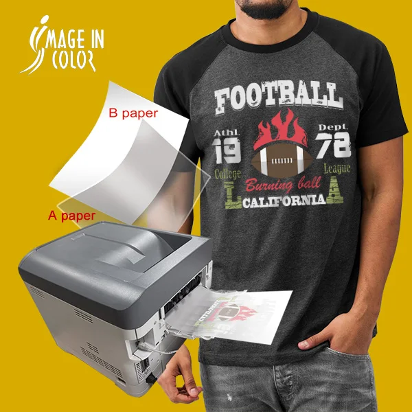 OEM Logo Factory AB No Cut Laser Dark Transfer Paper for White Toner Printer