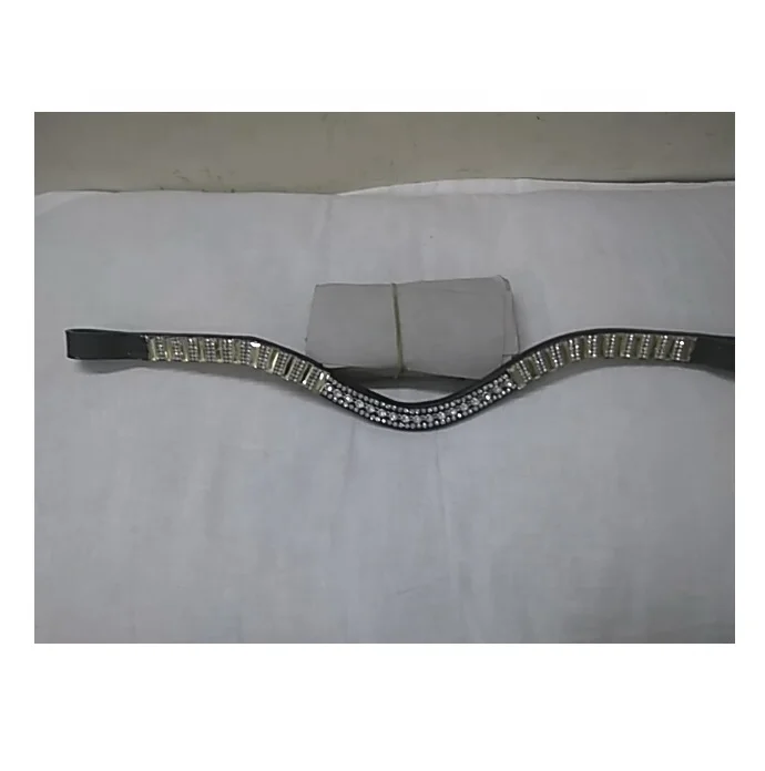 Premium Leather Horse Bridle Bling Brow Band Crystals