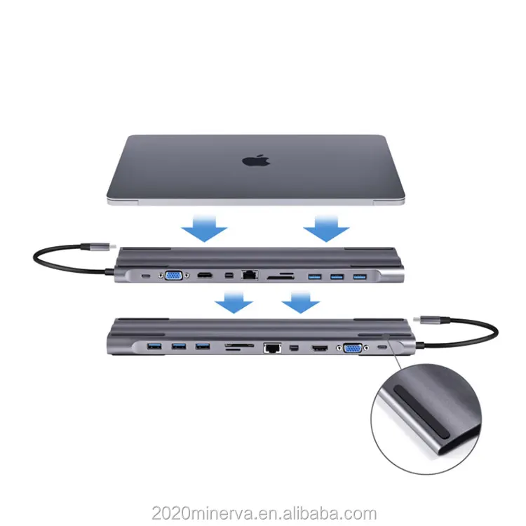 
Hot USB 3.1 Type-C Hub To Adapter 4K Thunderbolt 3 USB C Hub with Hub 3.0 TF SD Reader Slot PD for MacBook Pro/Air 2020 