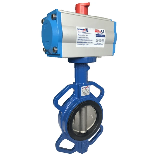 2021 High Quality Aluminium Body Double Acting Pneumatic Actuators And Cast Iron Body Wafer Type Iron Disc Butterfly Val