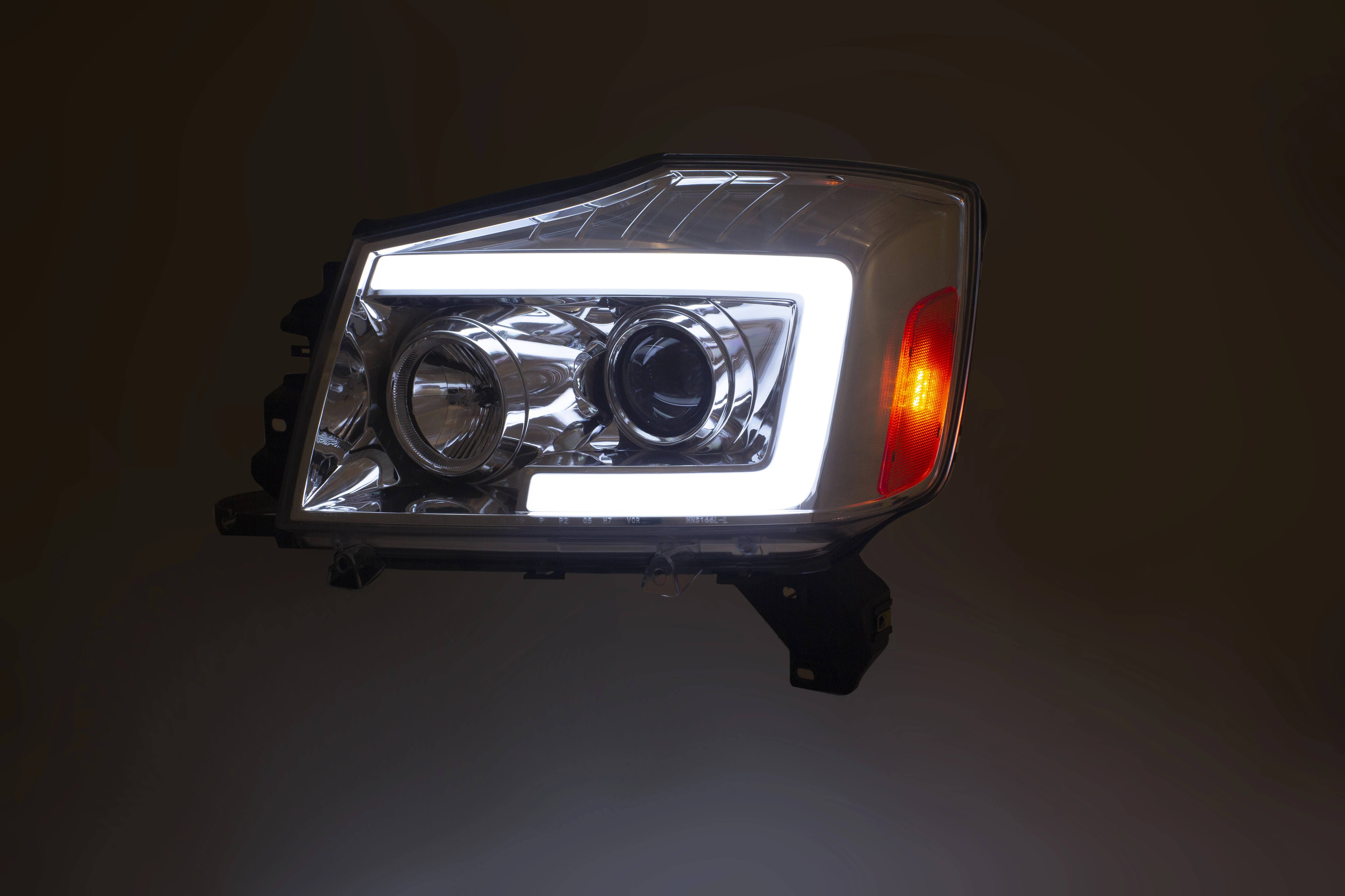 04-15 for Nissan Titan/04-07 Armada LED C-Bar Projector Headlights w/ Switchback Sequential Turn Signals (Chrome Housin/clear)