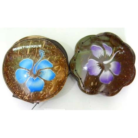 Vintage Wedding Souvenir Coconut Shell Purse by Names Recyclable Handbag with Fabric Lining Dot Pattern Casual Style for Girls