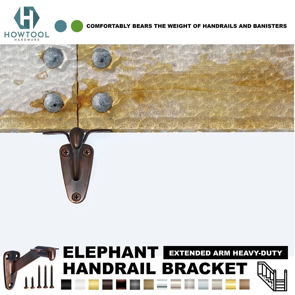 Handrail Bracket Extended Arm House Wood Stair Hardware Brackets Wall Mounted Staircase in Brushed Nickel