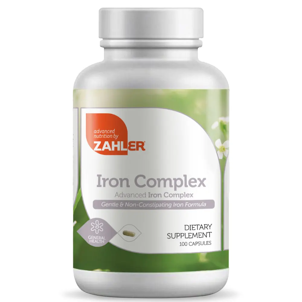 
Zahler Iron Complex Advanced Non Constipating Iron Supplement with Vitamin C Certified Kosher 100 Capsules 