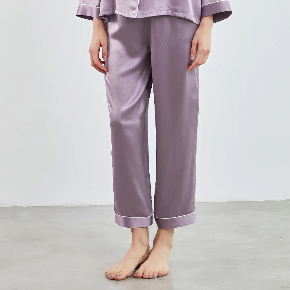 16MM-22MM Wholesale Long Sleeve 100% Pure Silk Pajamas 2 Piece Sets Mulberry Silk Pajamas Women