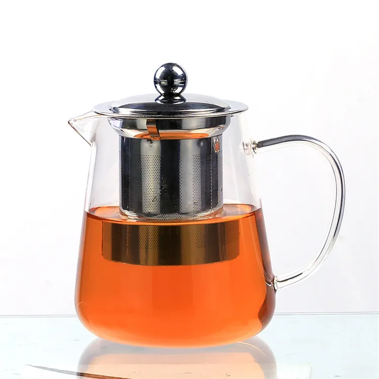 Glass Teapot With Infuser  Clear Refractory Glass Flower Tea Pot Handle Bottles Kettle Teapot