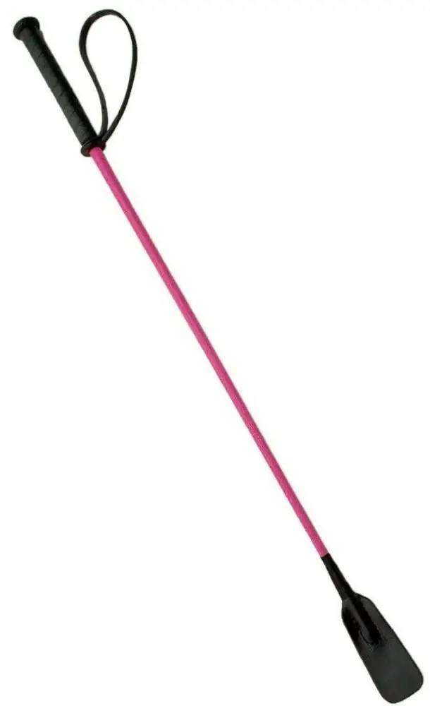 Horse Whip Pink Riding Crop Comfortable Leather Handle, Equestrian Equipment