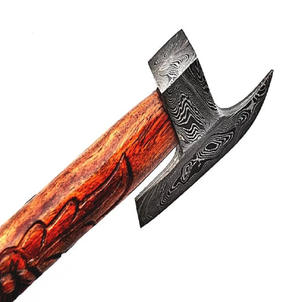 Топор Ручной работы из дамасской стали в стиле викингов топор для кемпинга высококачественный Тактический с кожаным чехлом AX-28