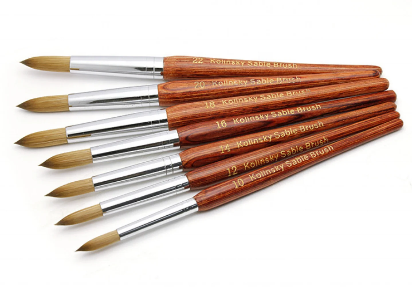 YML 2021 hot sale nail brush 100% wooden kolinsky acrylic brushes #8-#22 nail brush