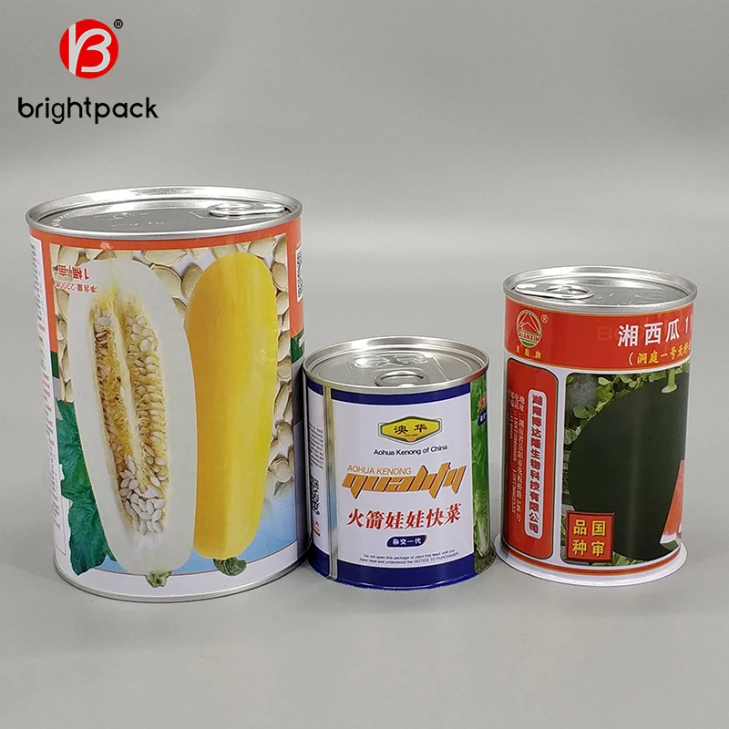 vegetable seed tin box with easy open end, wholesale food grade Empty Tin Can for food packaging