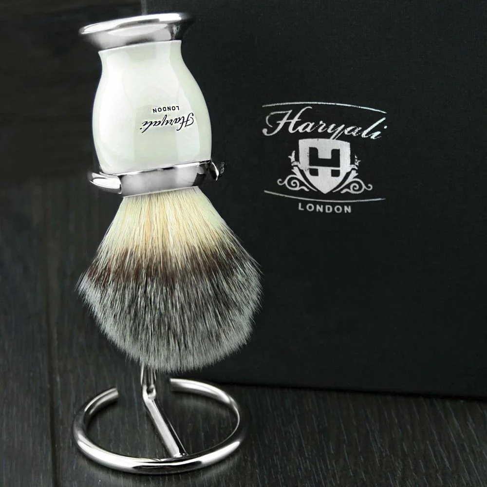 Мужская кисть для бритья из синтетических волос с основанием слоновой кости и металла подставкой бритвенной кисти нержавеющей стали
