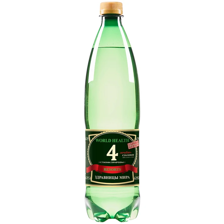 Carbonated natural mineral water ZDRAVNITSY MIRA 4 1,0 l. PET bottle biologically active components, water mineral