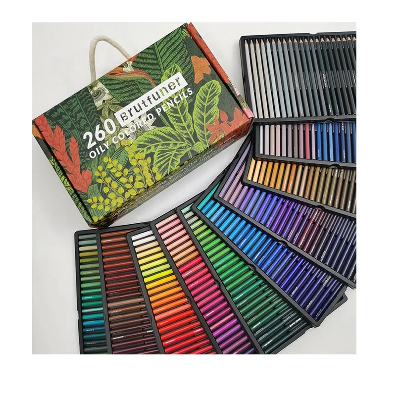 Brutfuner 2021 New 260/520 Professional Adults Coloring Sketching and Drawing Premium Soft Core Color Pencils for Artists Kids