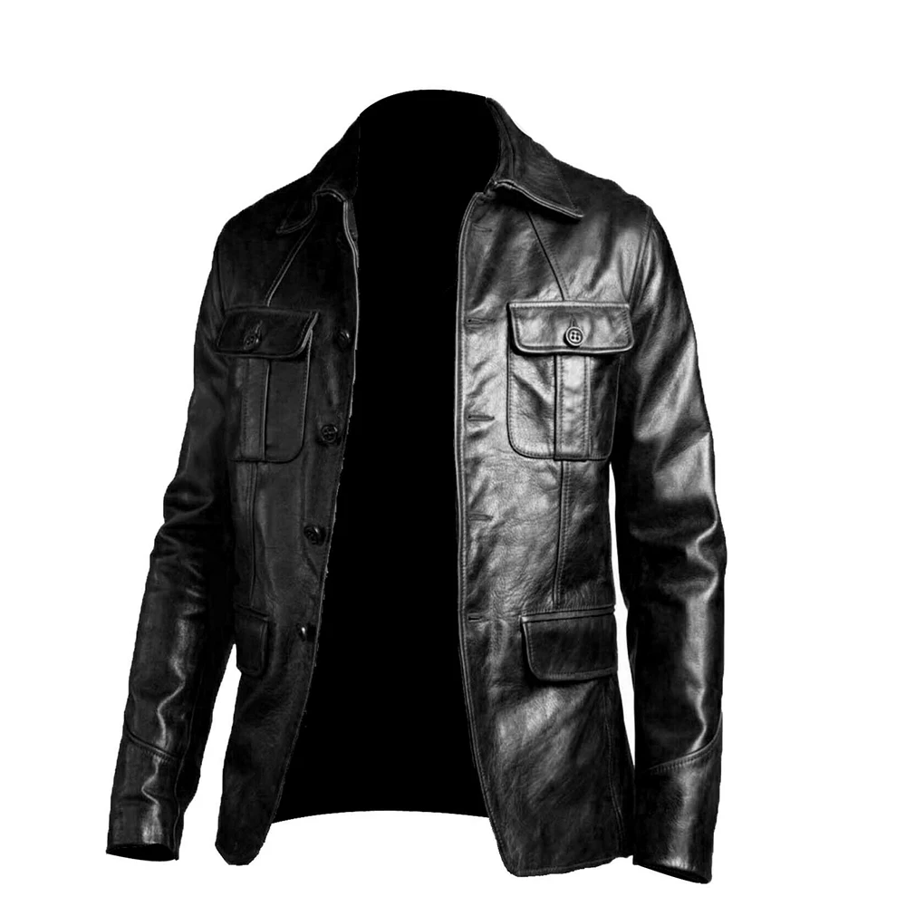 Mens Real Leather Jacket Military Style Real Vintage Leather Jackets