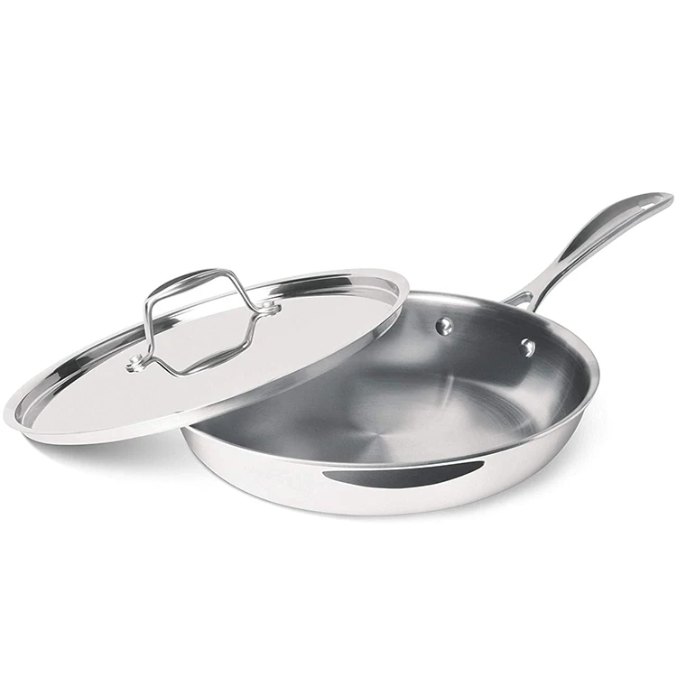High Quality Durable Stainless Steel Stainless Steel Deep Frying Pan Stainless Steel Fry Pan With Lid For Sale
