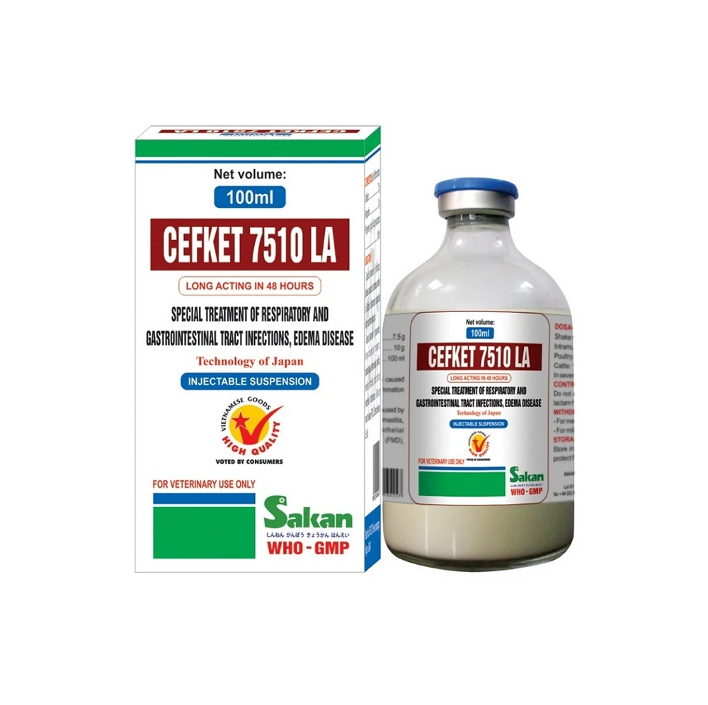 GMP certified Veterinary Medicine - CEFKET 7510 LA 100ml  Ceftiofur 7.5 Keto-profen 10