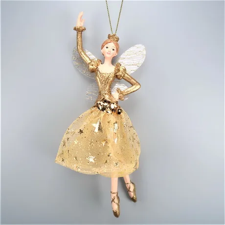 Christmas Decoration Polyresin Red Dress Fairy Ornament