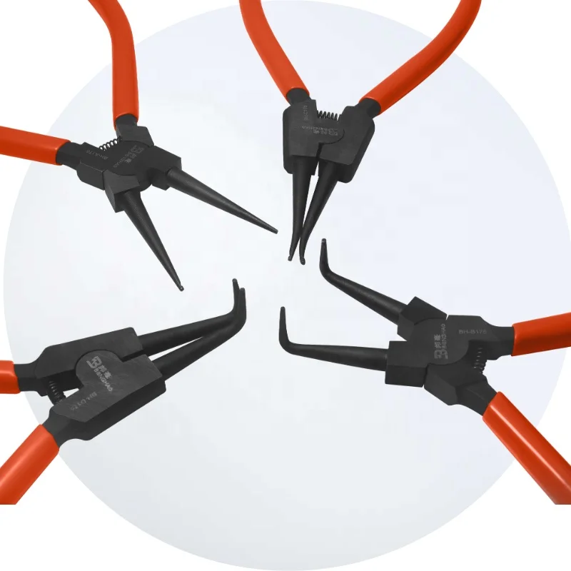 Snap Ring Pliers Set Heavy Duty External/Internal Circlip Pliers with Straight/Bent Jaw for Ring Remover Retaining