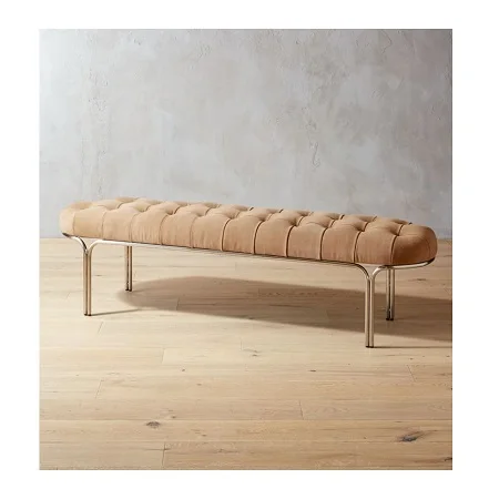 Индивидуальная форма и размер дизайнерская металлическая скамья золотого цвета для спальни