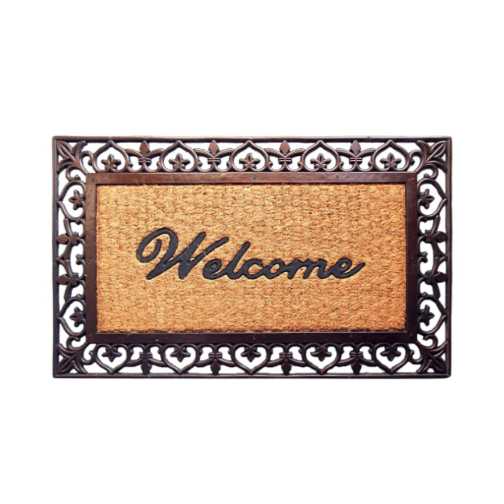 Home Rubber Moulded Coir Doormat With Custom Quotes Written Printed Jute Area Rug At Low Price