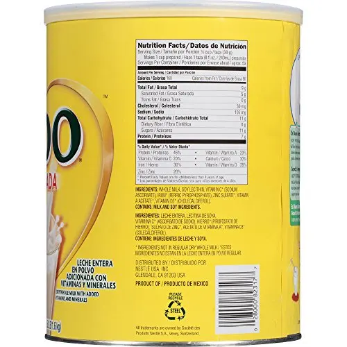 NIDO Fortificada Powdered Drink Mix - Dry Whole Milk Powder with Vitamins and Minerals - 56.4 Oz (3.52 LB) Canister 3.52 lb.